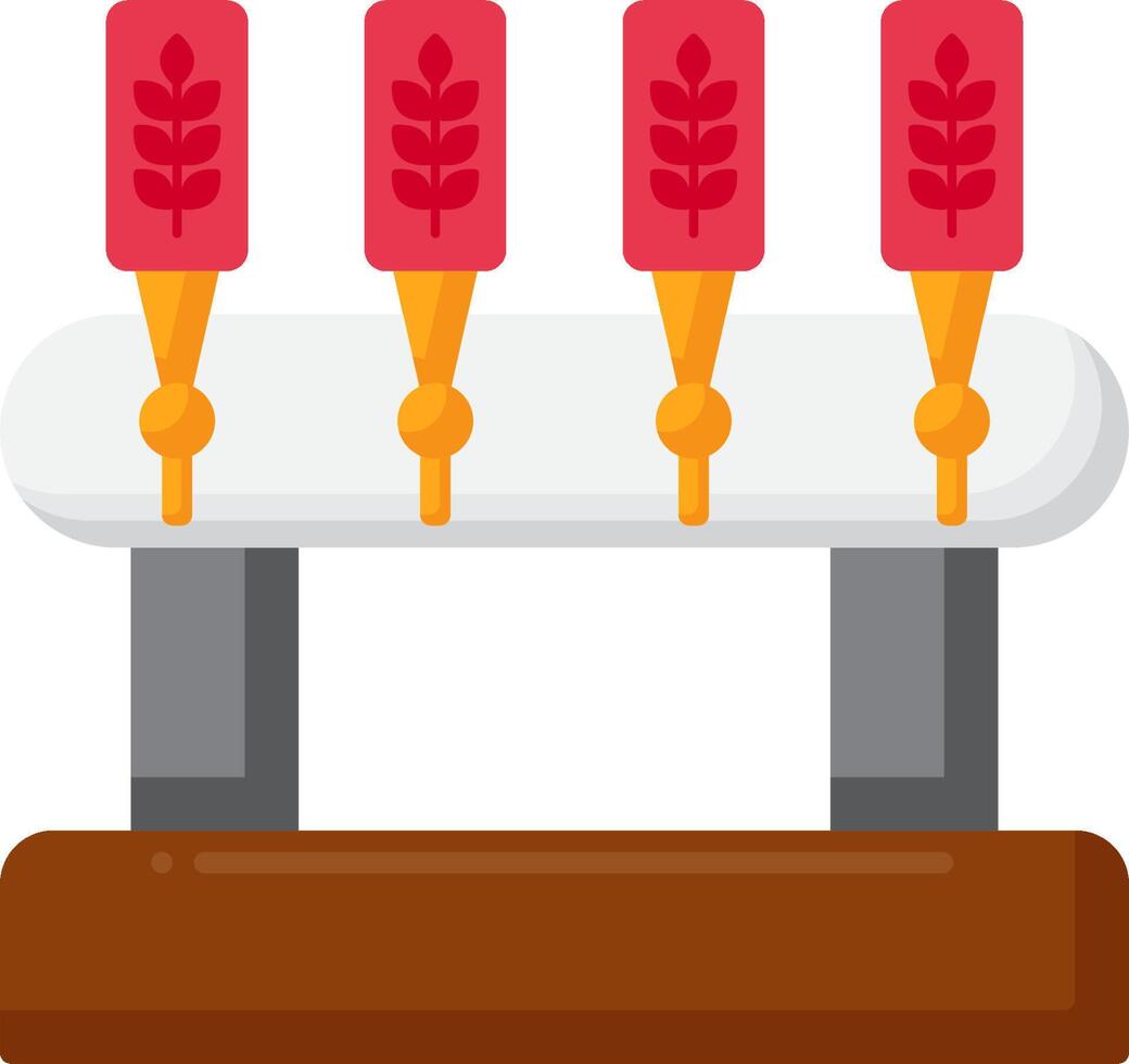 A beer tap with four red bottles on it vector