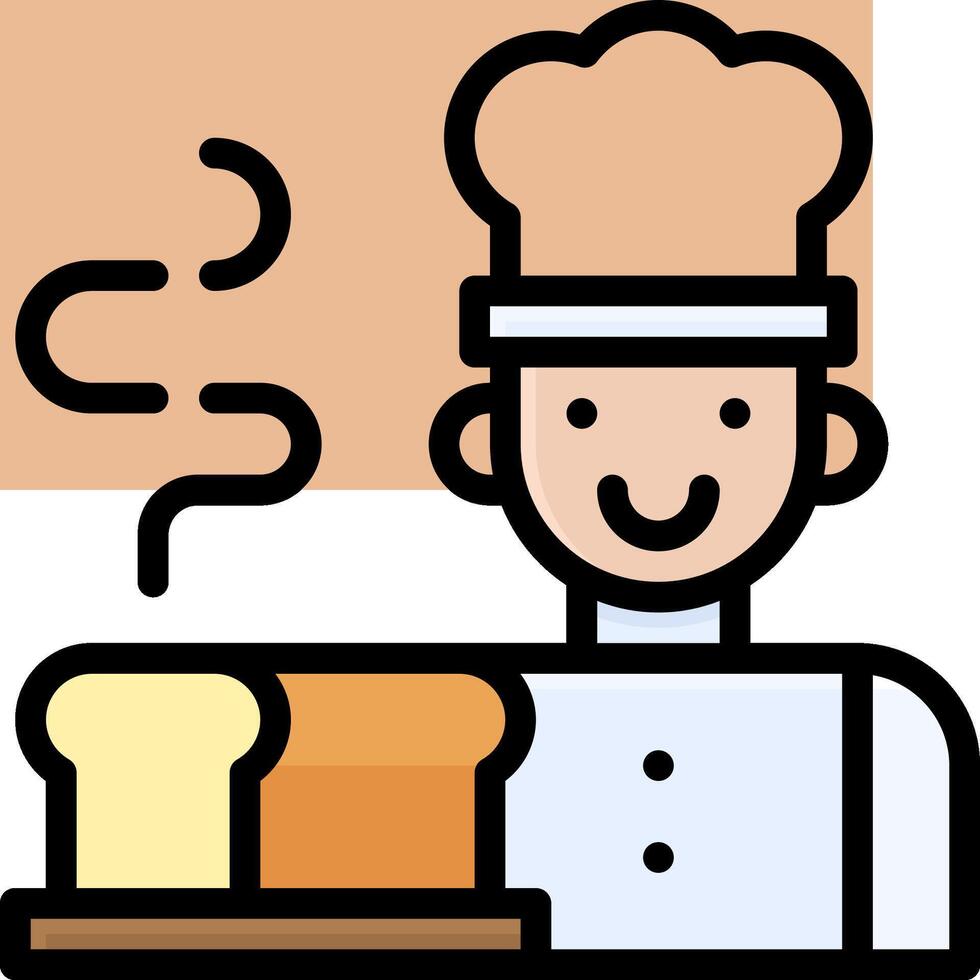 A chef holding a tray of bread vector