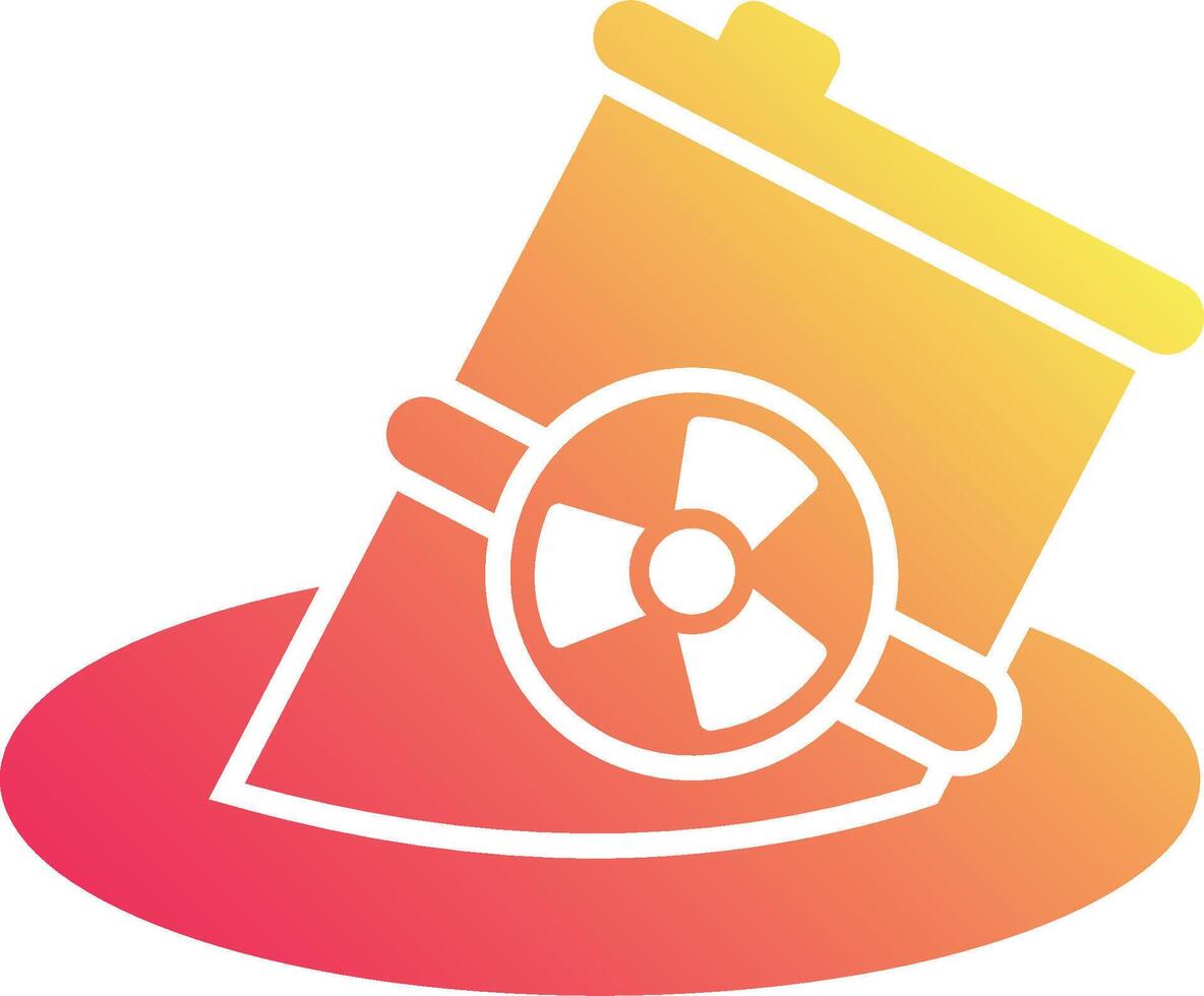 A red and yellow icon with a nuclear symbol vector