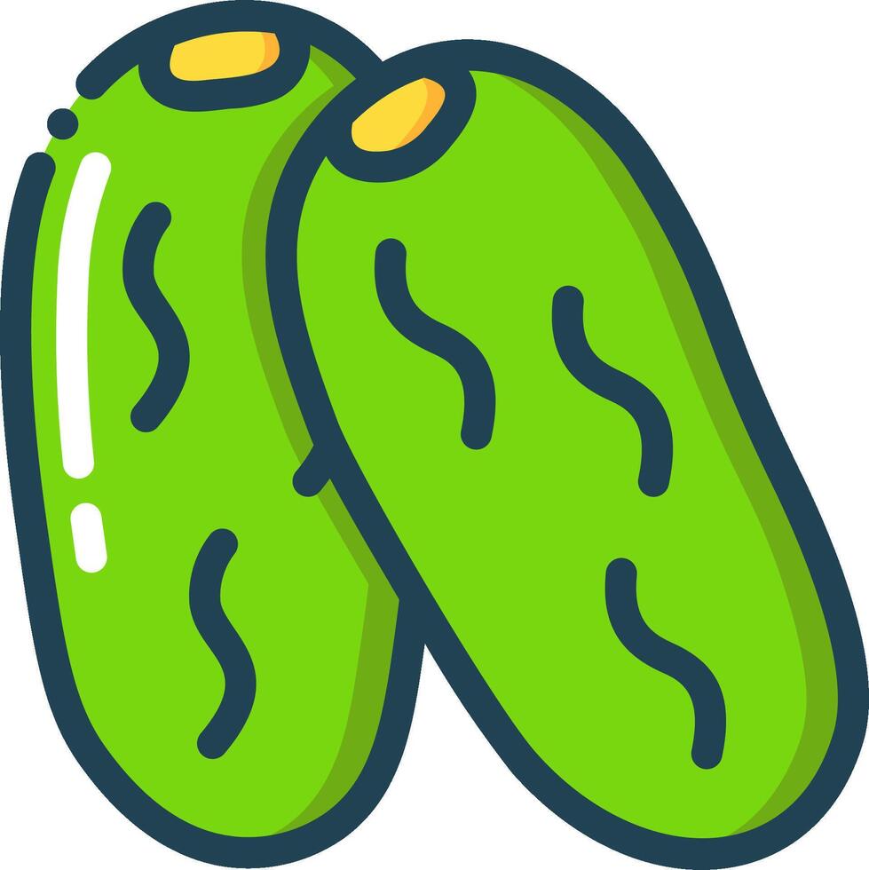 Two green pickles on a white background vector
