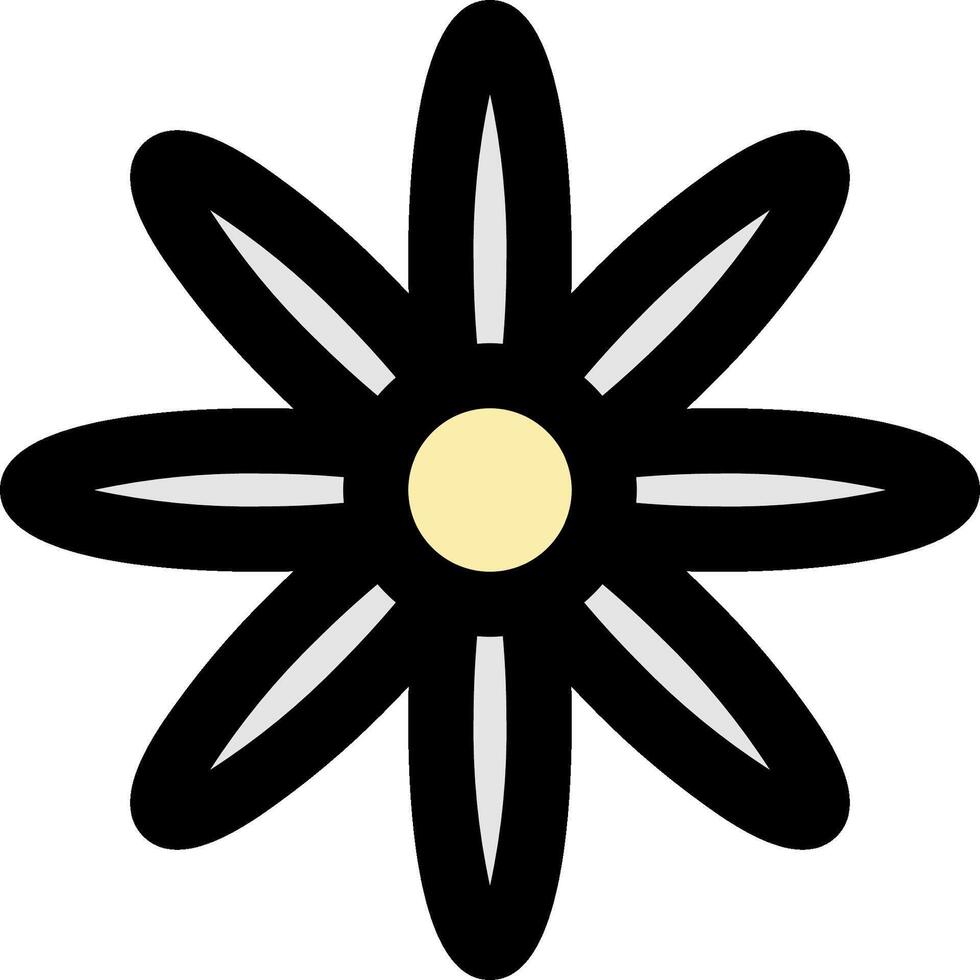 A black and white flower with yellow center vector