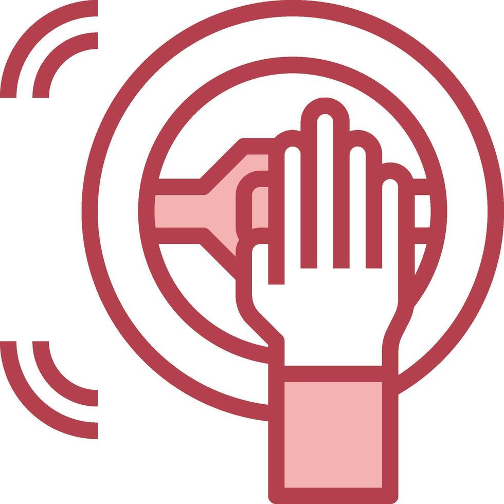 A hand is holding a steering wheel and a red circle vector