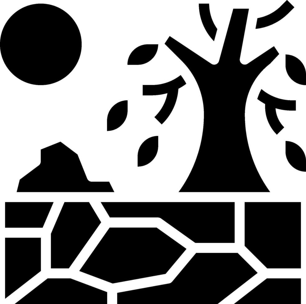 A tree and a rock with a sun in the background vector