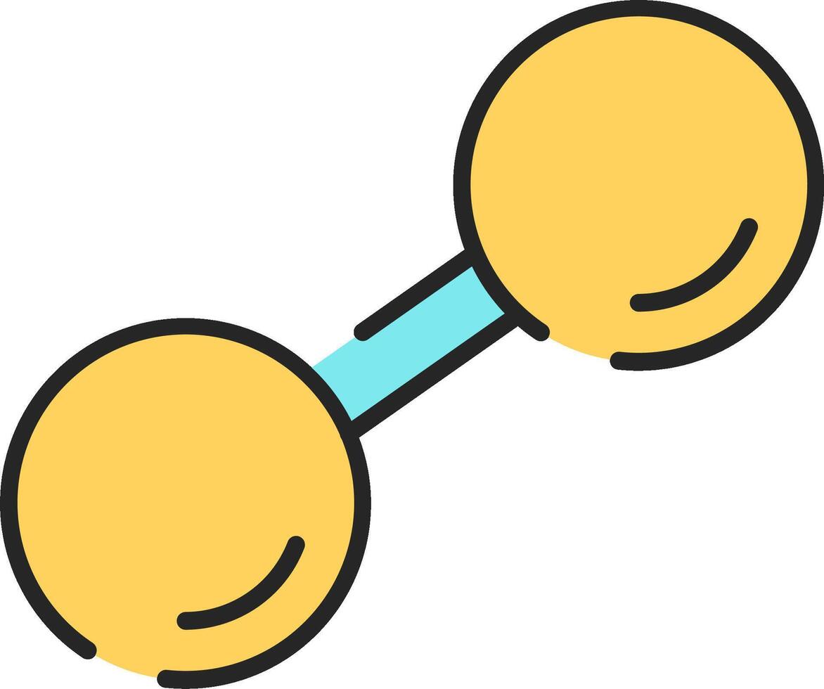 Two yellow dumbbells on a white background vector