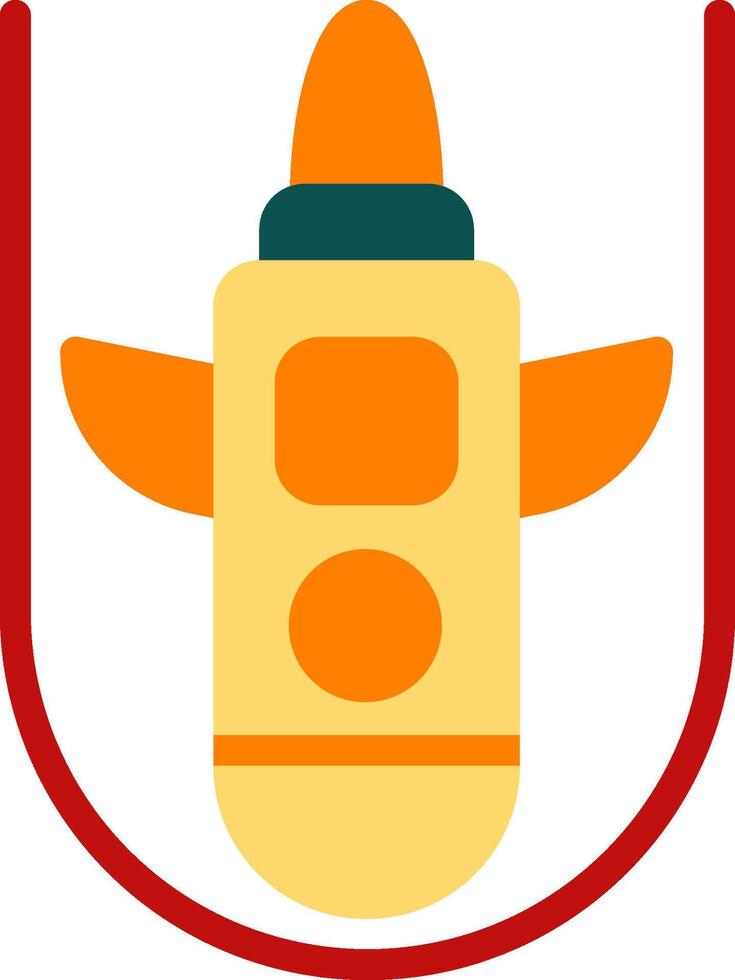 A yellow and orange bottle with a red handle vector
