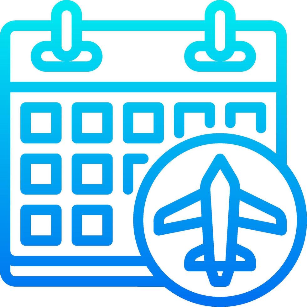 A calendar with an airplane icon and a plane vector