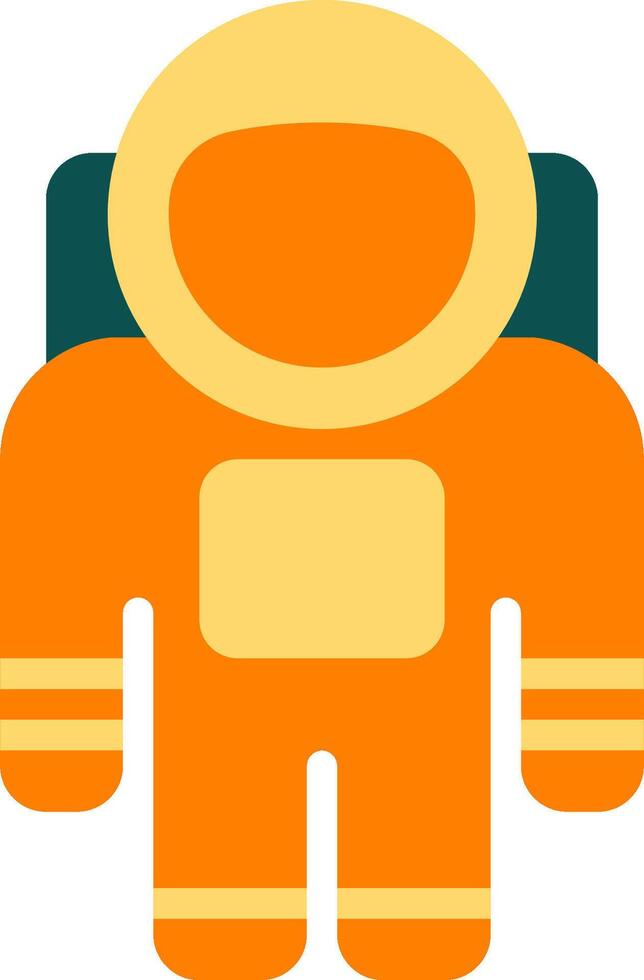 An astronaut in an orange suit with a green hat vector