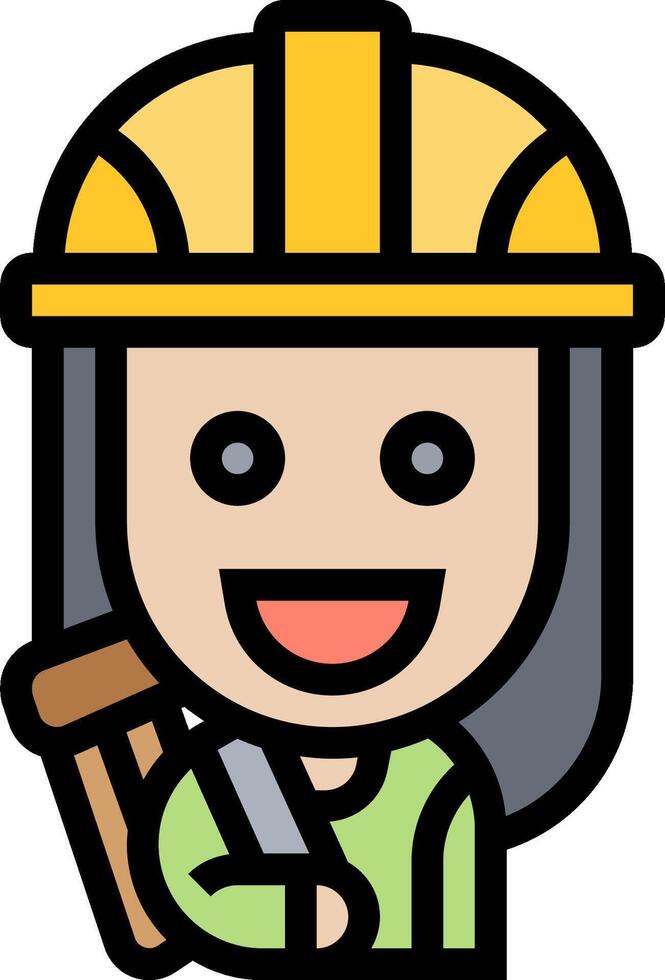 A cartoon woman holding a hammer and a tool vector