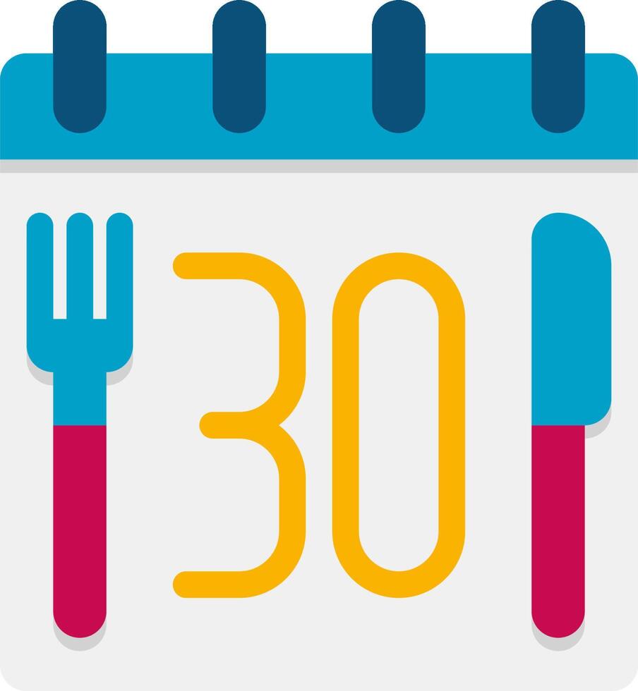 A calendar with a fork and knife on it vector