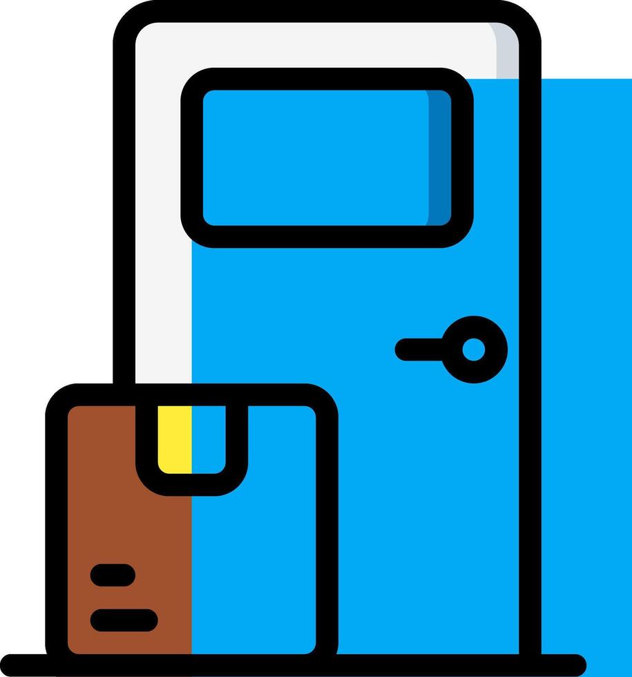 A door with a suitcase and a suitcase vector