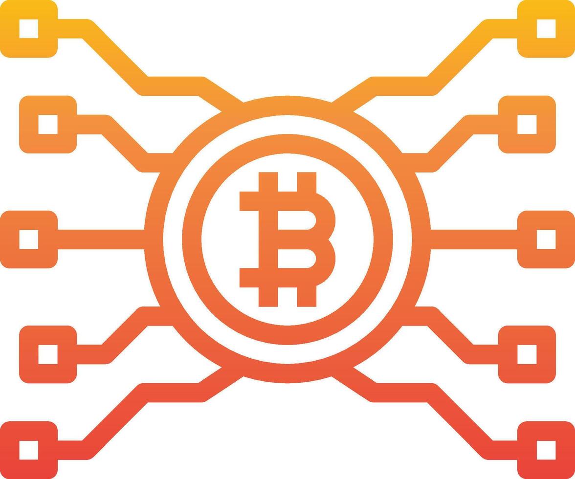 Bitcoin logo with orange and yellow lines vector