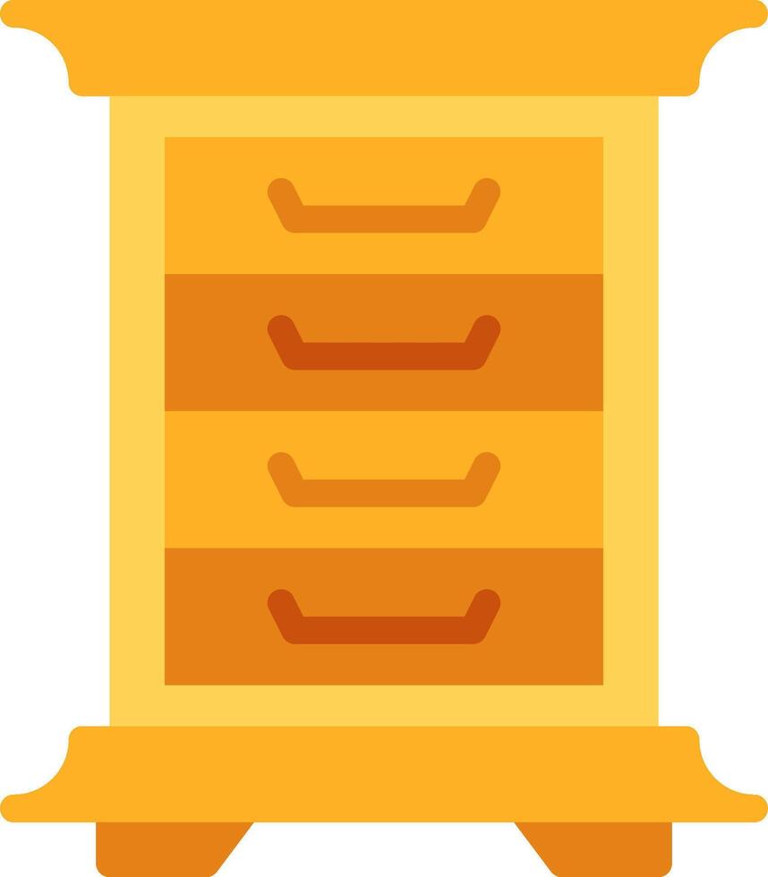 A yellow cabinet with drawers on it vector