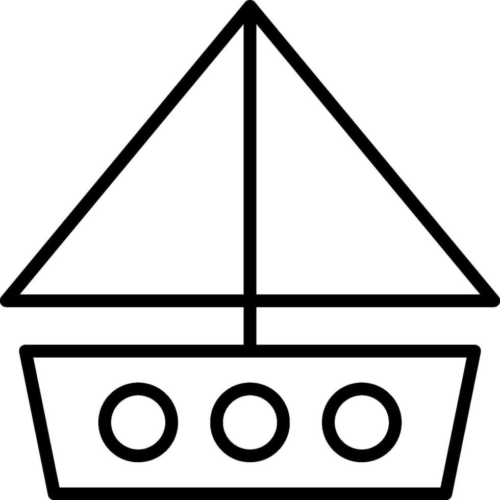 A black and white line drawing of a boat vector