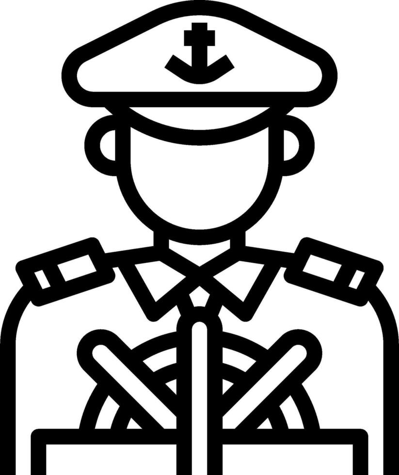 A black and white icon of a man in uniform vector