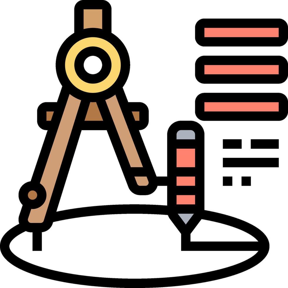 A drawing of a compass and a pencil vector