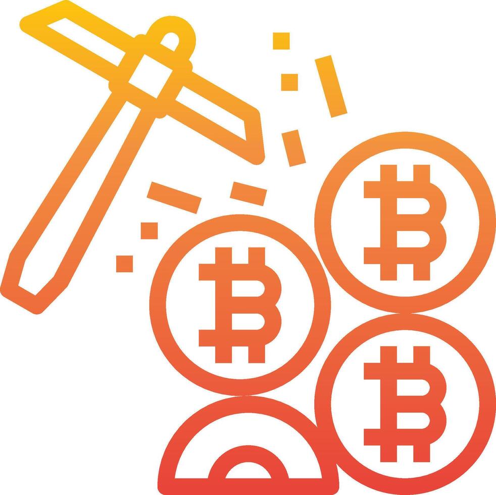 Bitcoin mining with a hammer vector