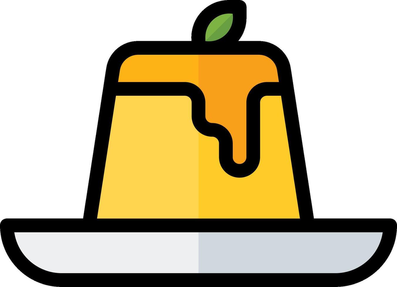 A yellow pudding with a slice of apple on top vector