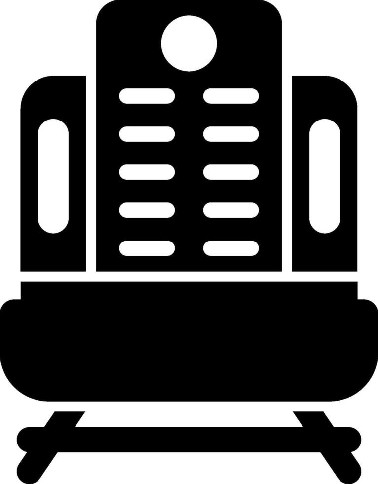 A black and white image of a train seat vector