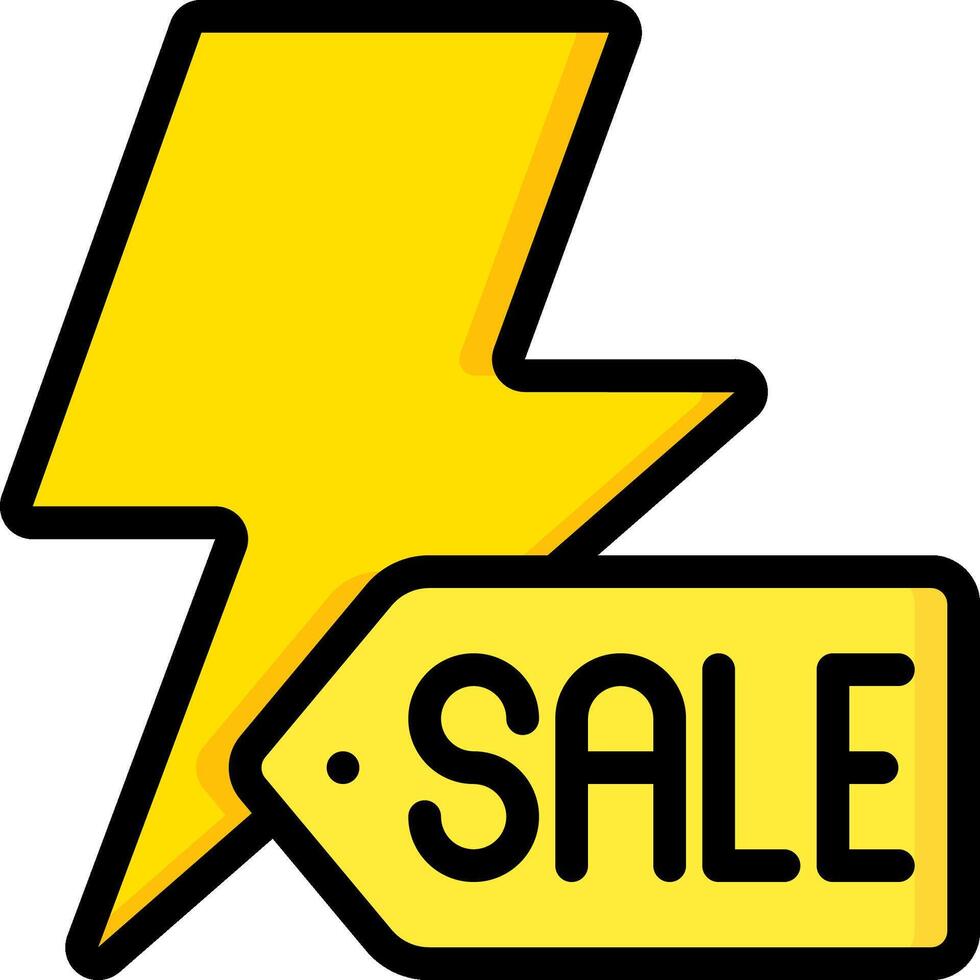 A yellow lightning bolt with the word sale vector