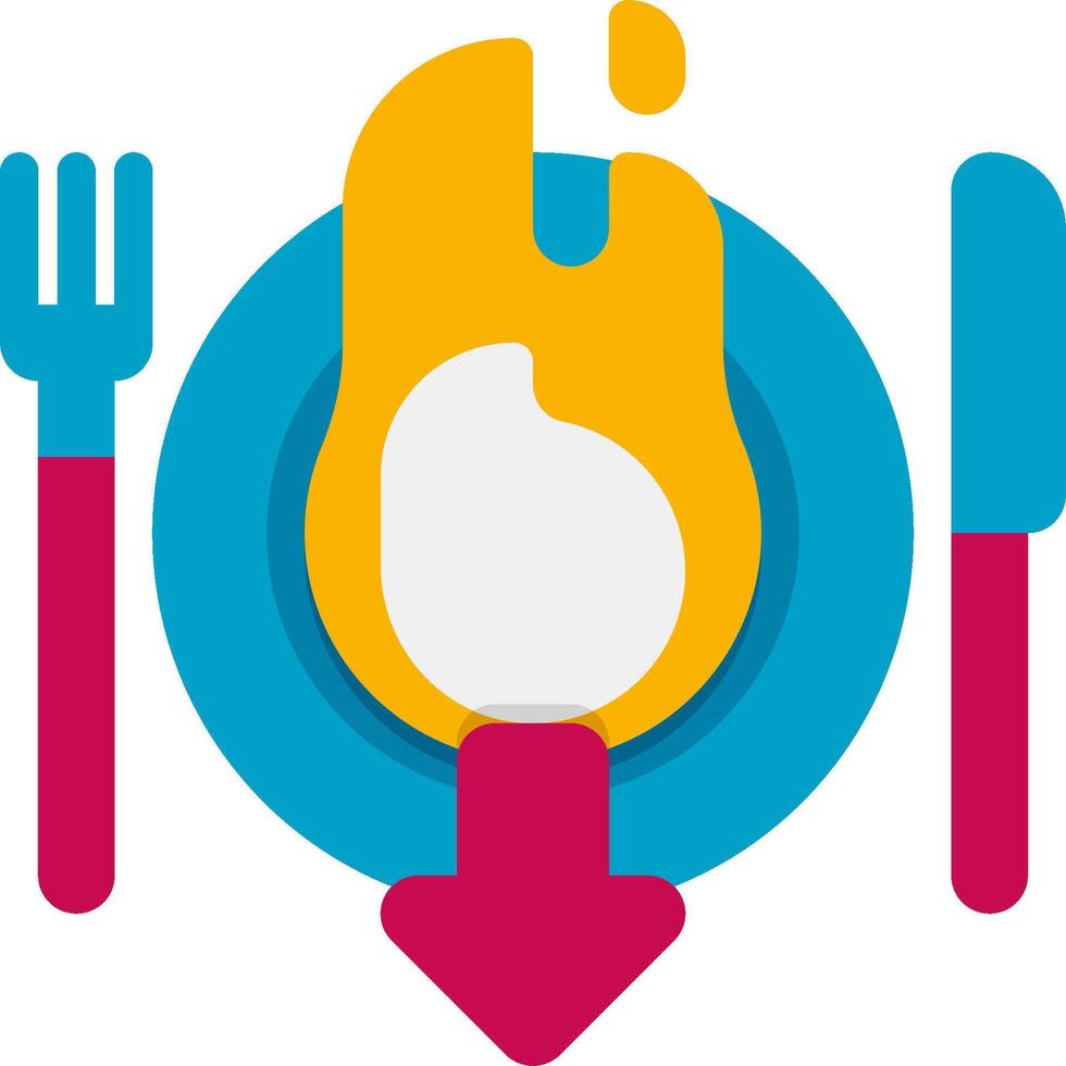 A fork and knife are on a plate with an egg vector