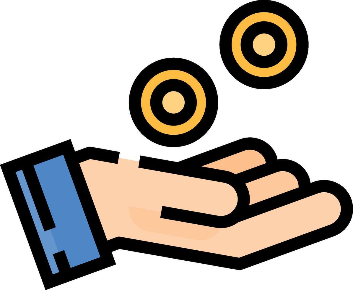 Hand with coins clipart vector