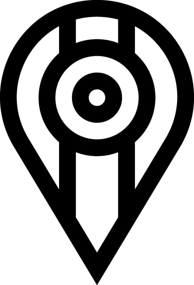 A black and white pin with a target vector