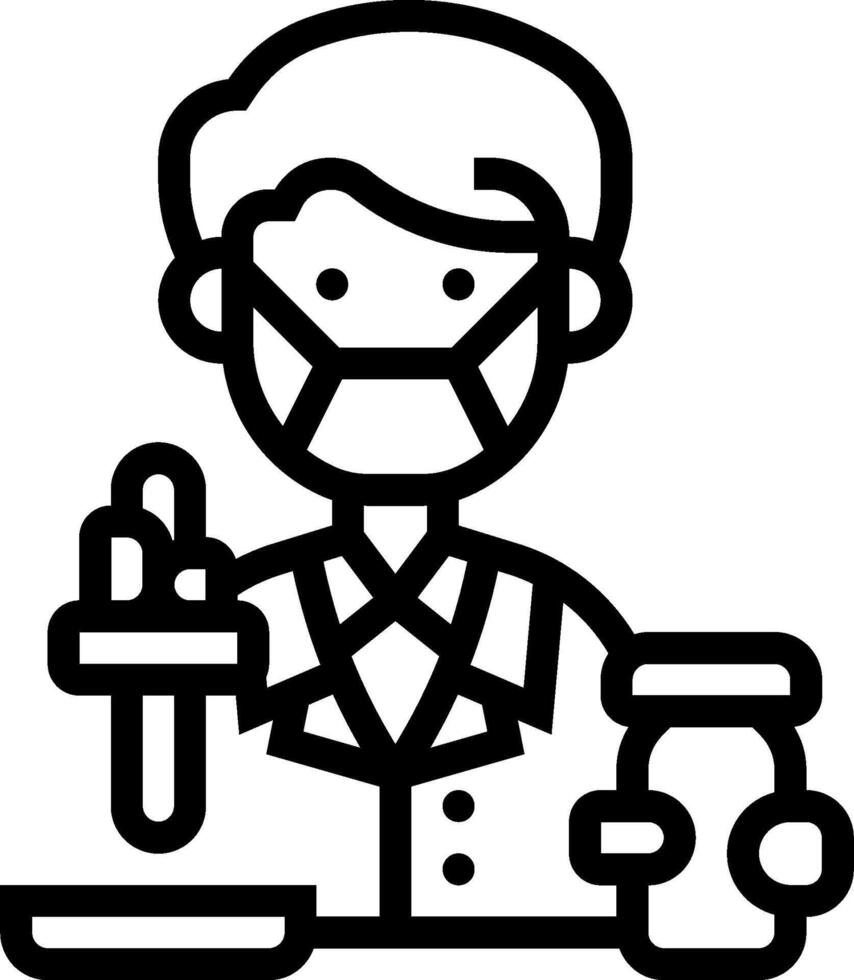 A man in a lab coat holding a test tube vector