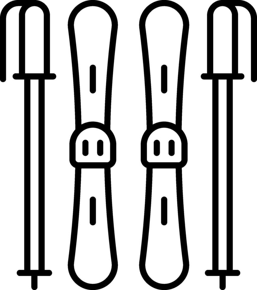 A pair of skis and poles on a white background vector