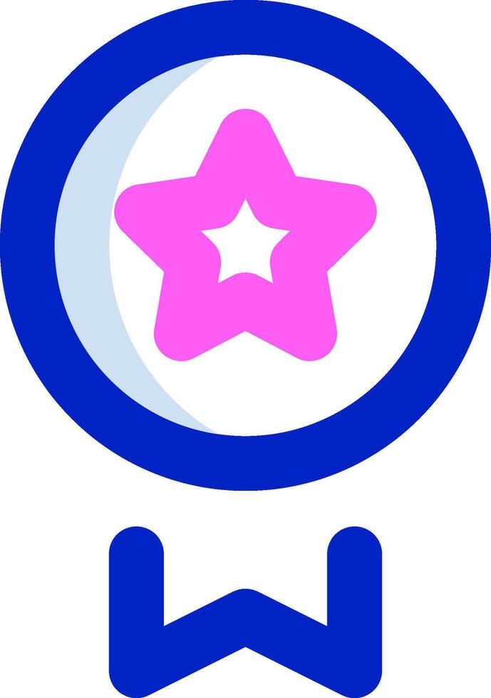 A pink star with a blue ribbon around it vector