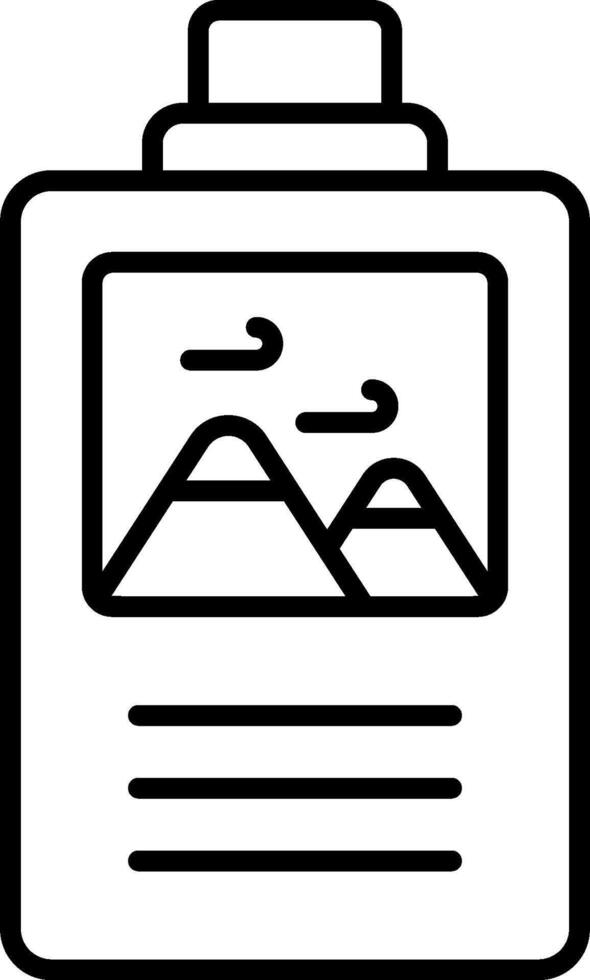 A black and white image of a bottle with a picture of mountains vector