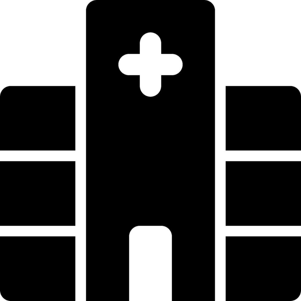 A black and white medical building icon vector
