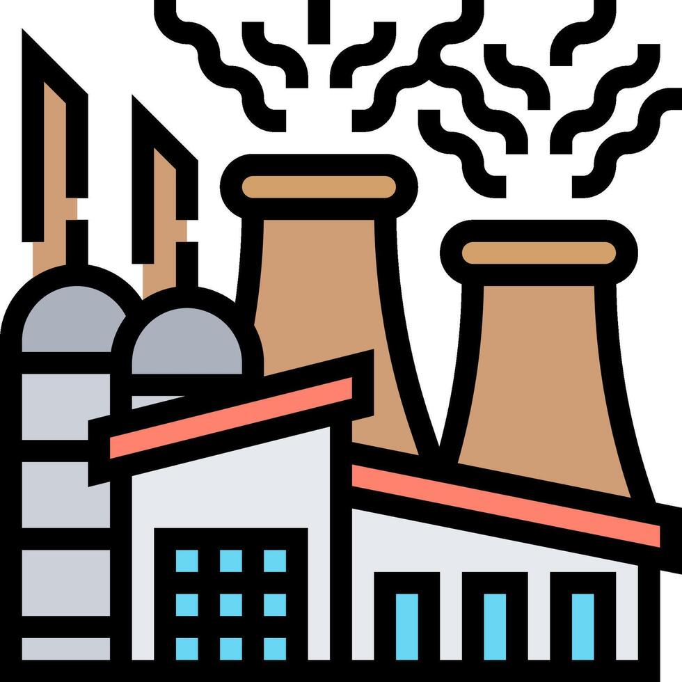 An industrial plant with smoke coming out of the chimneys vector