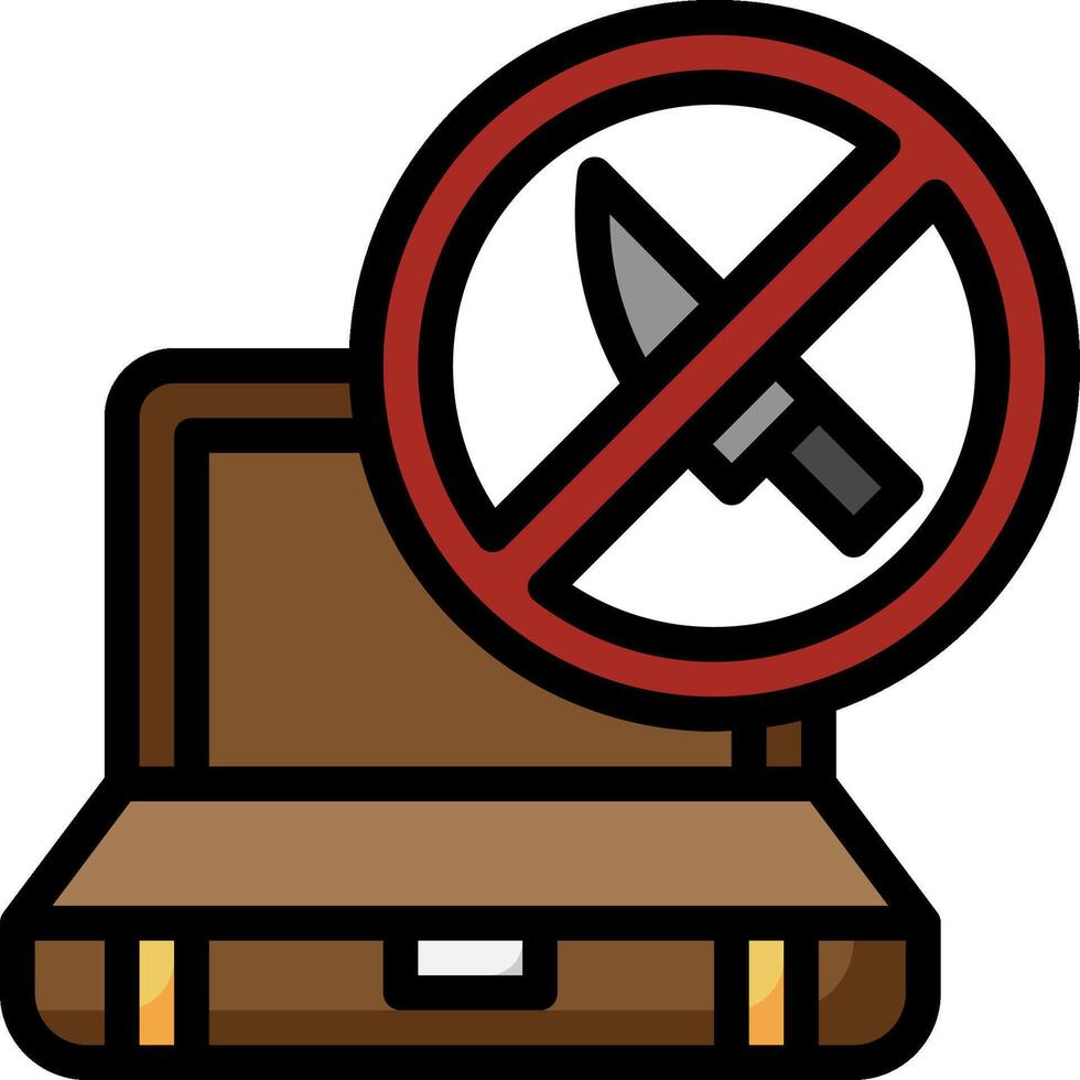 A no knife sign and a suitcase with a knife vector