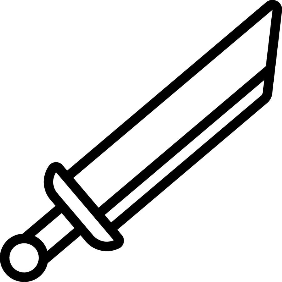 A black and white outline of a sword vector