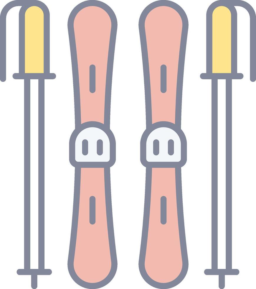 A pair of skis and poles on a white background vector