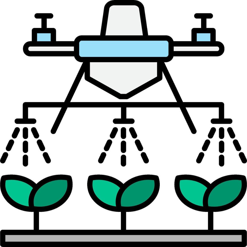 A drone is spraying plants with water vector