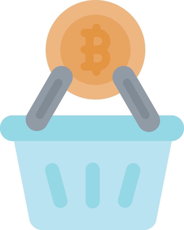 Bitcoin in a shopping basket vector