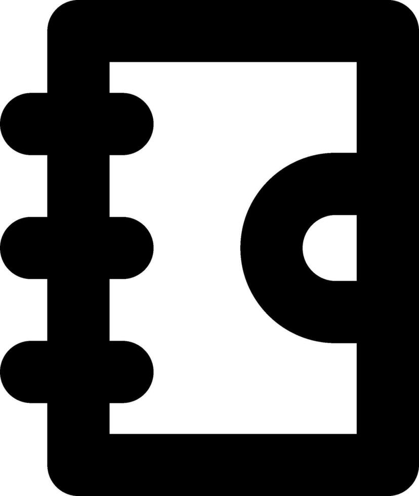 A black and white icon of a notebook vector