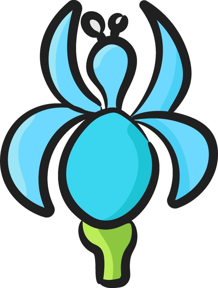 A blue flower with a green stem vector