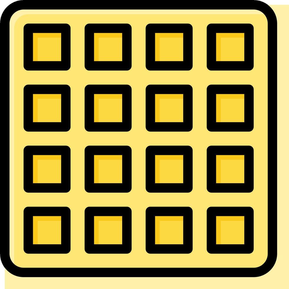 A square waffle with black and yellow squares vector