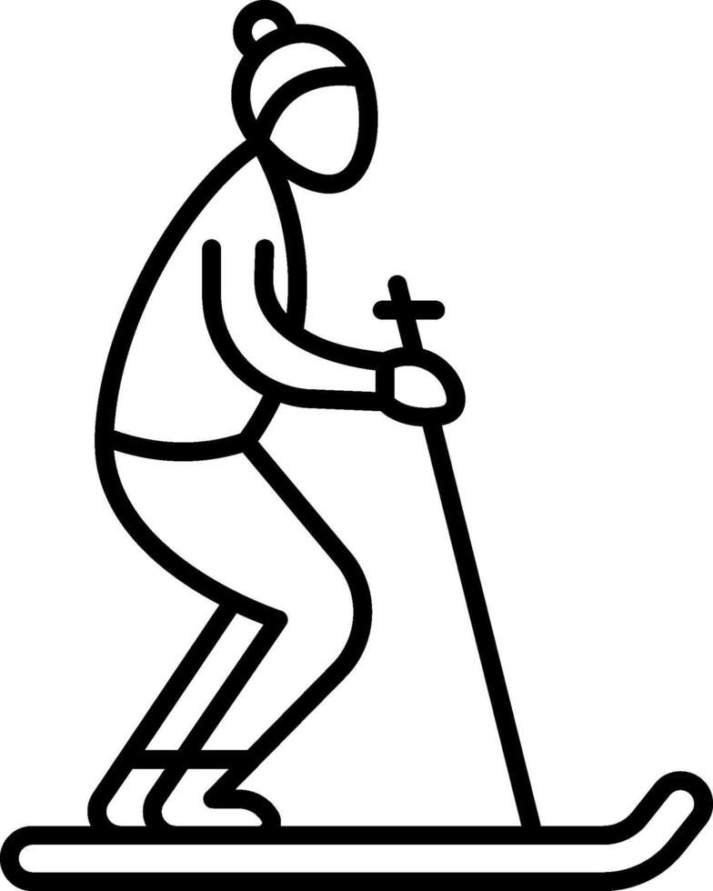 A person is skiing on a hill in a black and white line vector