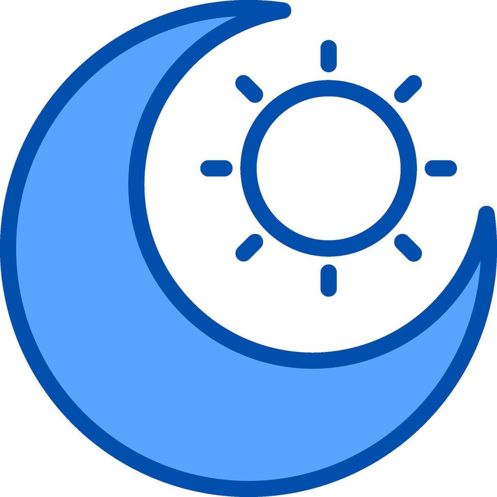The sun and moon are shown in a blue and white icon vector