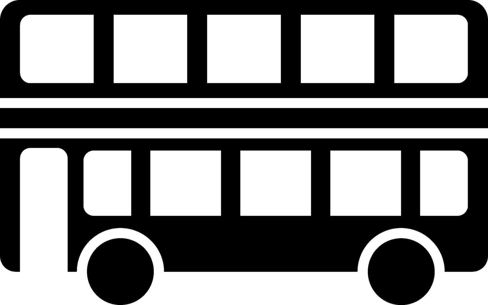A black and white double decker bus icon vector