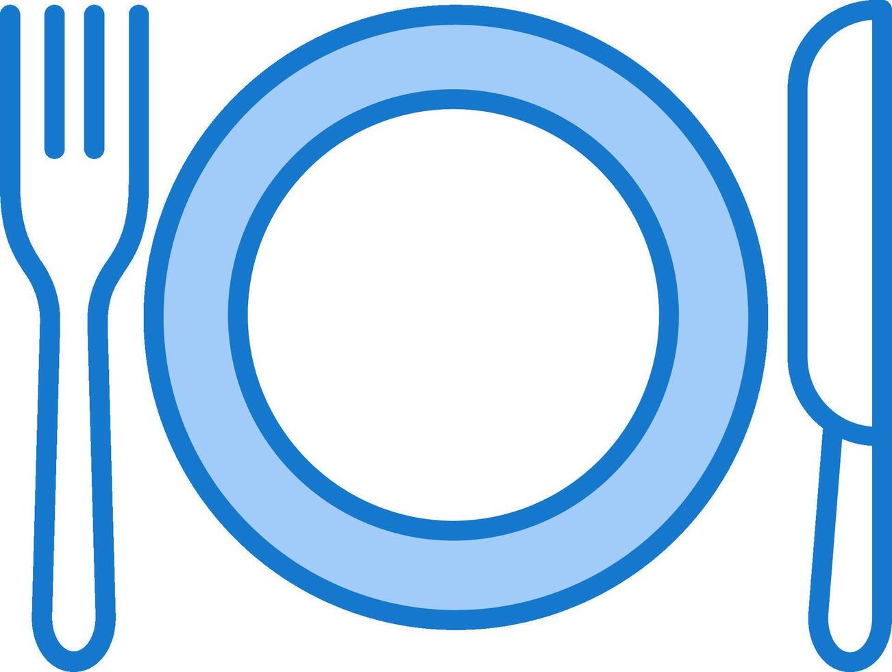 A blue plate with a fork and knife on it vector