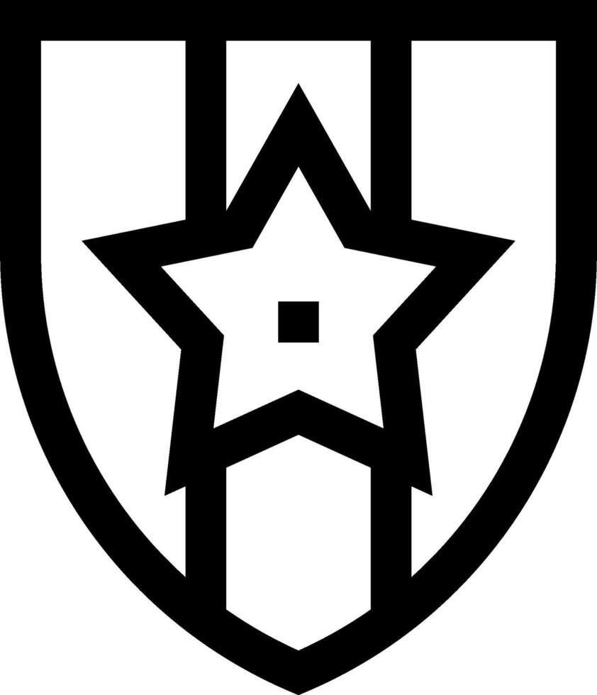 A black and white logo with a star in the center vector