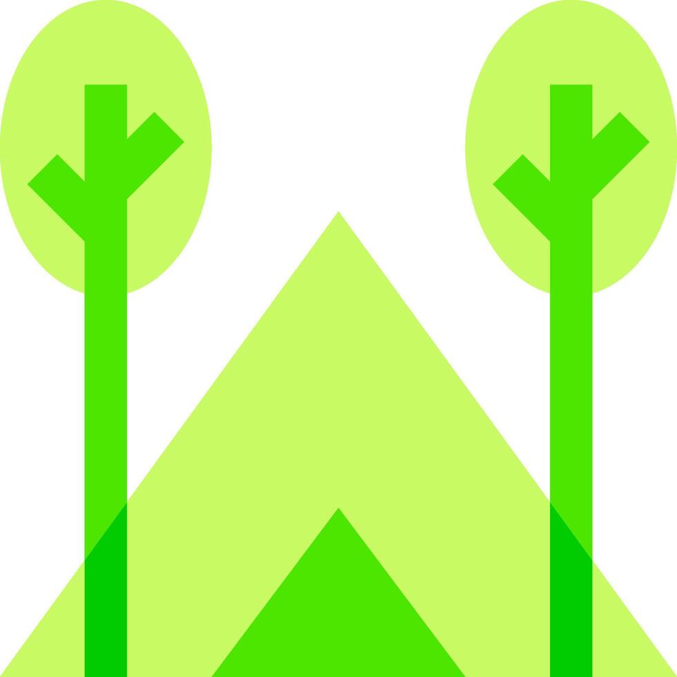 A green triangle with two trees in it vector