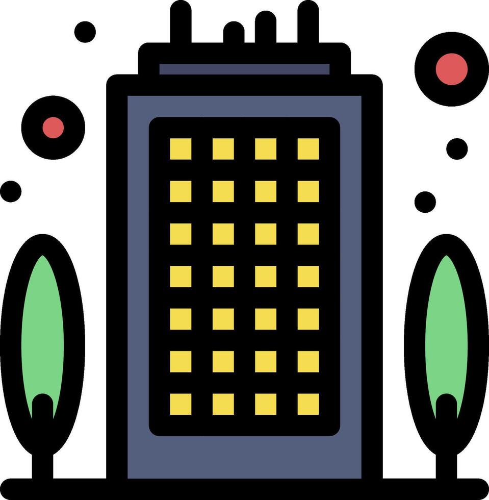 A building with a large window and trees vector