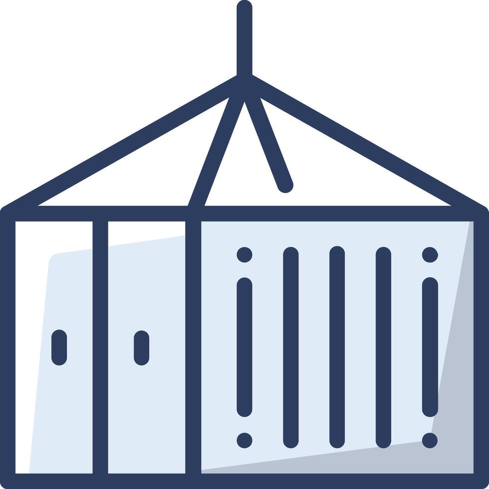 A blue and white tent icon vector
