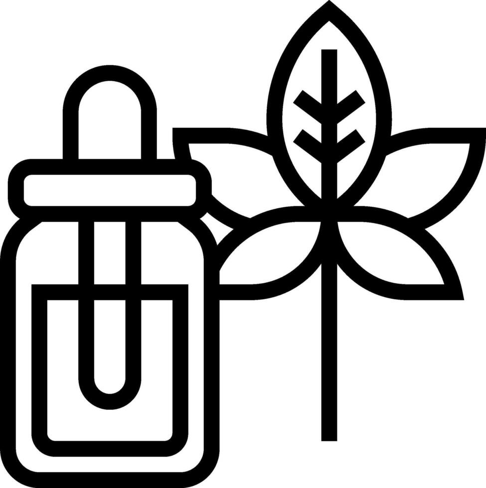 A bottle of oil and a leaf vector