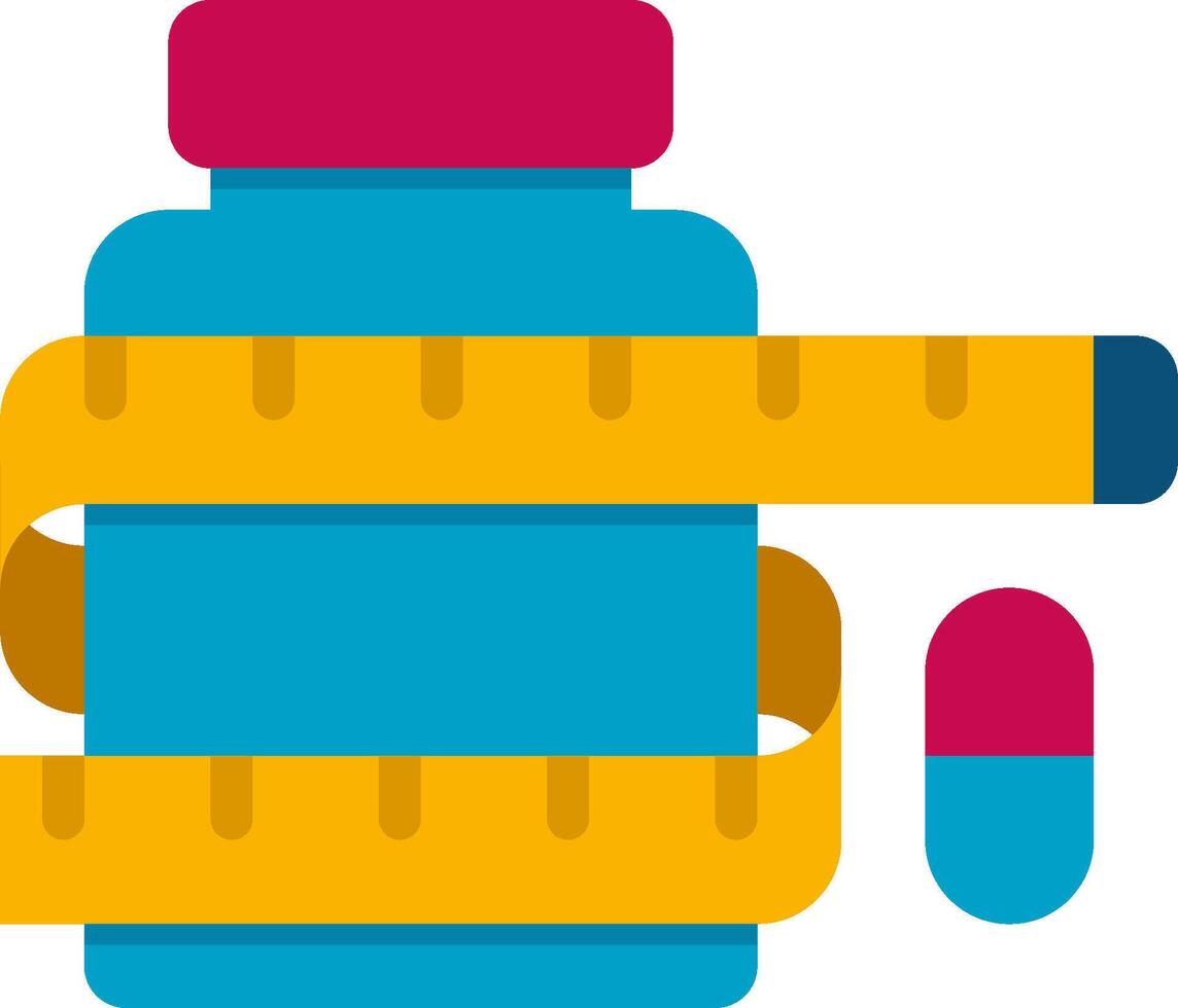 A bottle with a measuring tape and pills vector